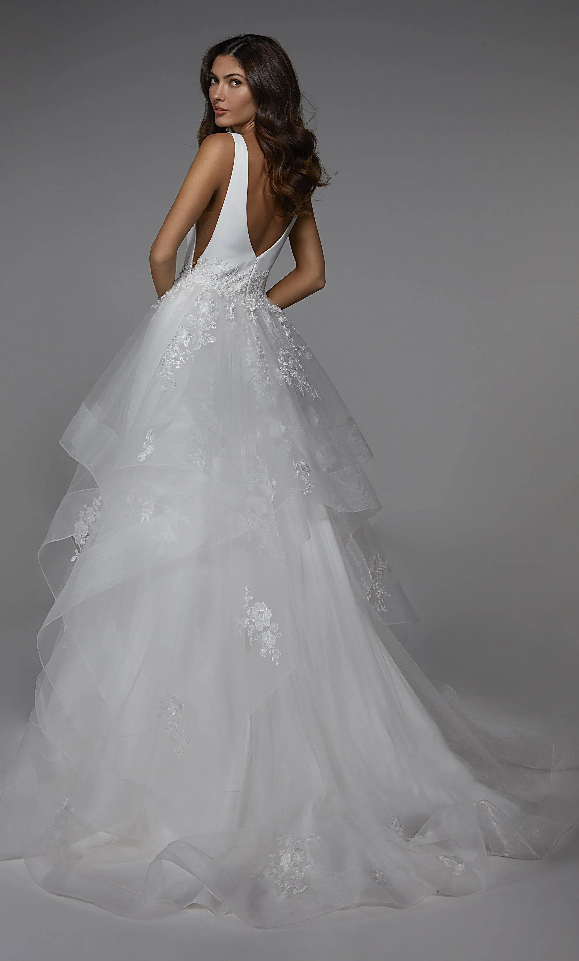 ALYCE Paris 7040 Bridal Plunging Neckline Waterfall Ballgown Dress sold by Alyce Paris product image thumbnail 2