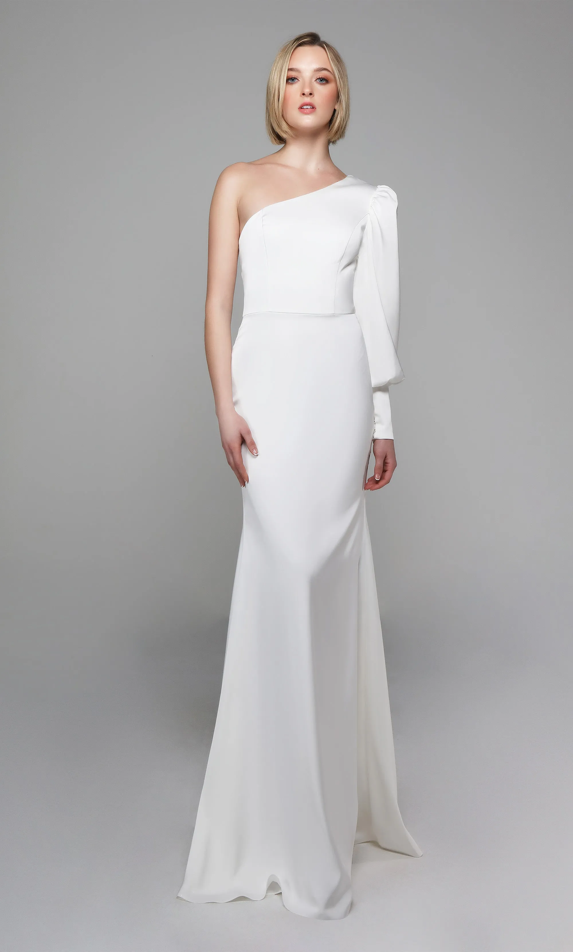 ALYCE Paris 7065 Bridal One Shoulder Neckline Buttons Straight Dress sold by Alyce Paris product image thumbnail 4