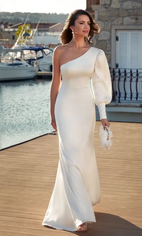 ALYCE Paris 7065 Bridal One Shoulder Neckline Buttons Straight Dress sold by Alyce Paris