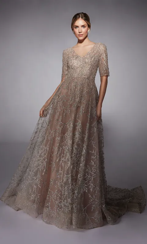 Formal Dress: 27727. Long, V-neck, A-line, V Shaped Back sold by Alyce Paris