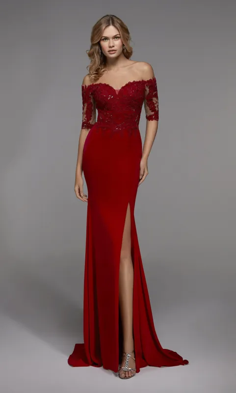 ALYCE Paris 27518 Special Occasion Off The Shoulder Neckline Embellished Straight Dress sold by Alyce Paris