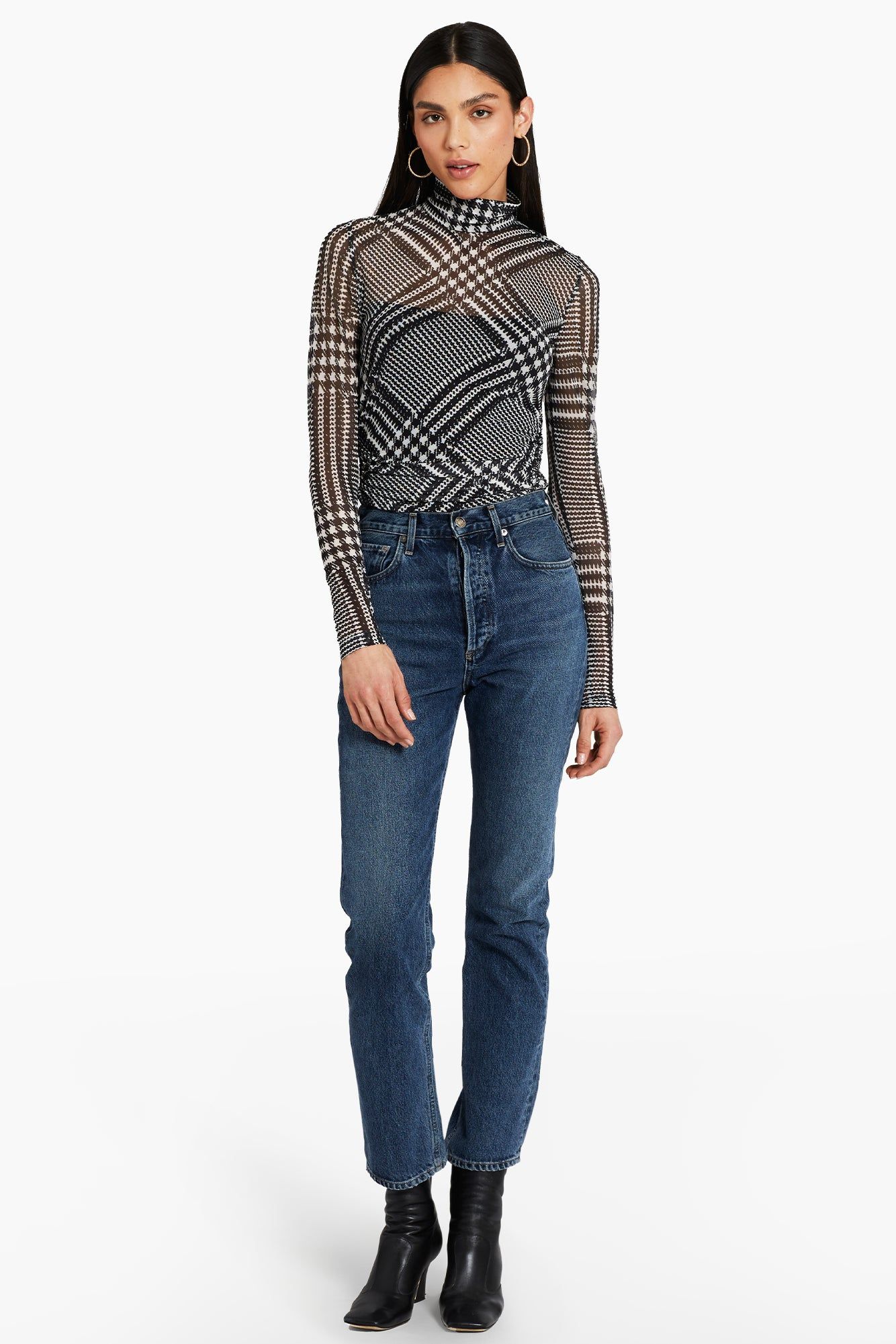 Long Sleeve Dominique Top in Printed Mesh sold by Amanda Uprichard product image thumbnail 2