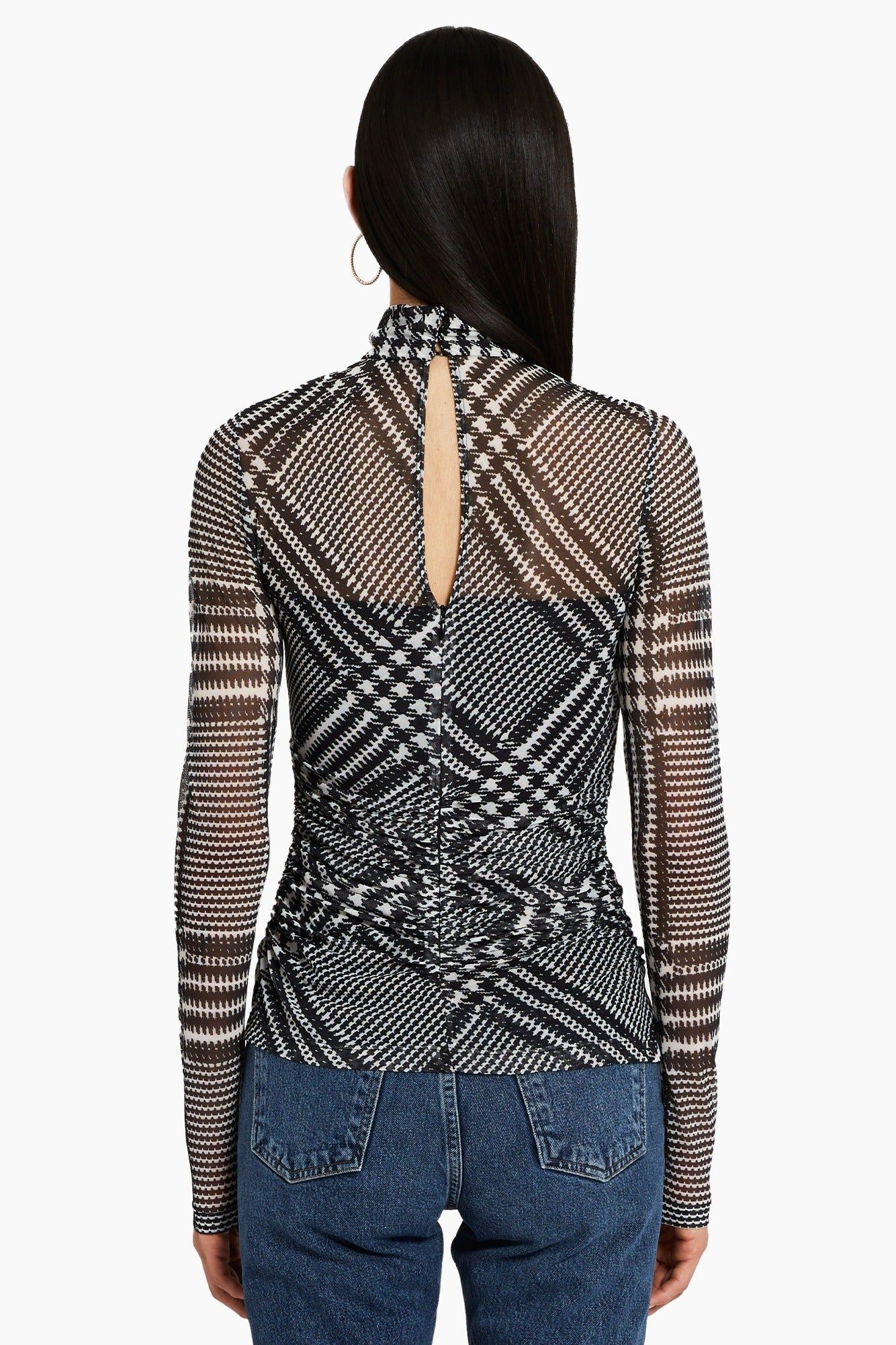 Long Sleeve Dominique Top in Printed Mesh sold by Amanda Uprichard product image thumbnail 4