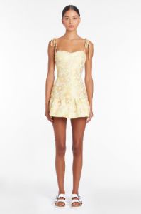 Champagne Skort Romper in Cherry Blossom Brocade sold by Amanda Uprichard