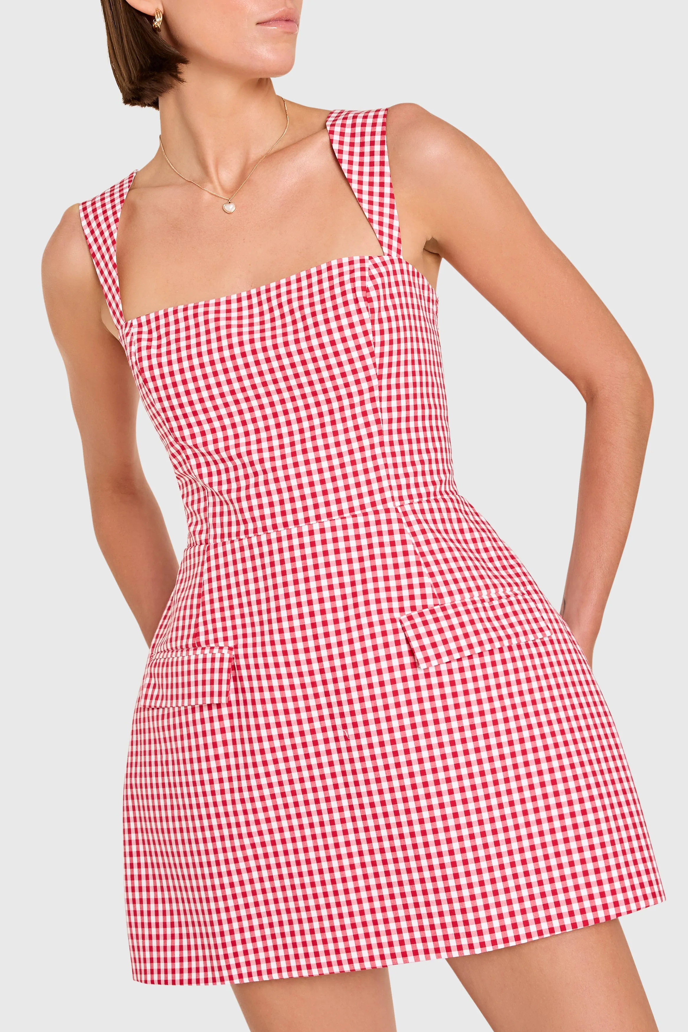 Bethany Skort Romper in Gingham sold by Amanda Uprichard product image thumbnail 4