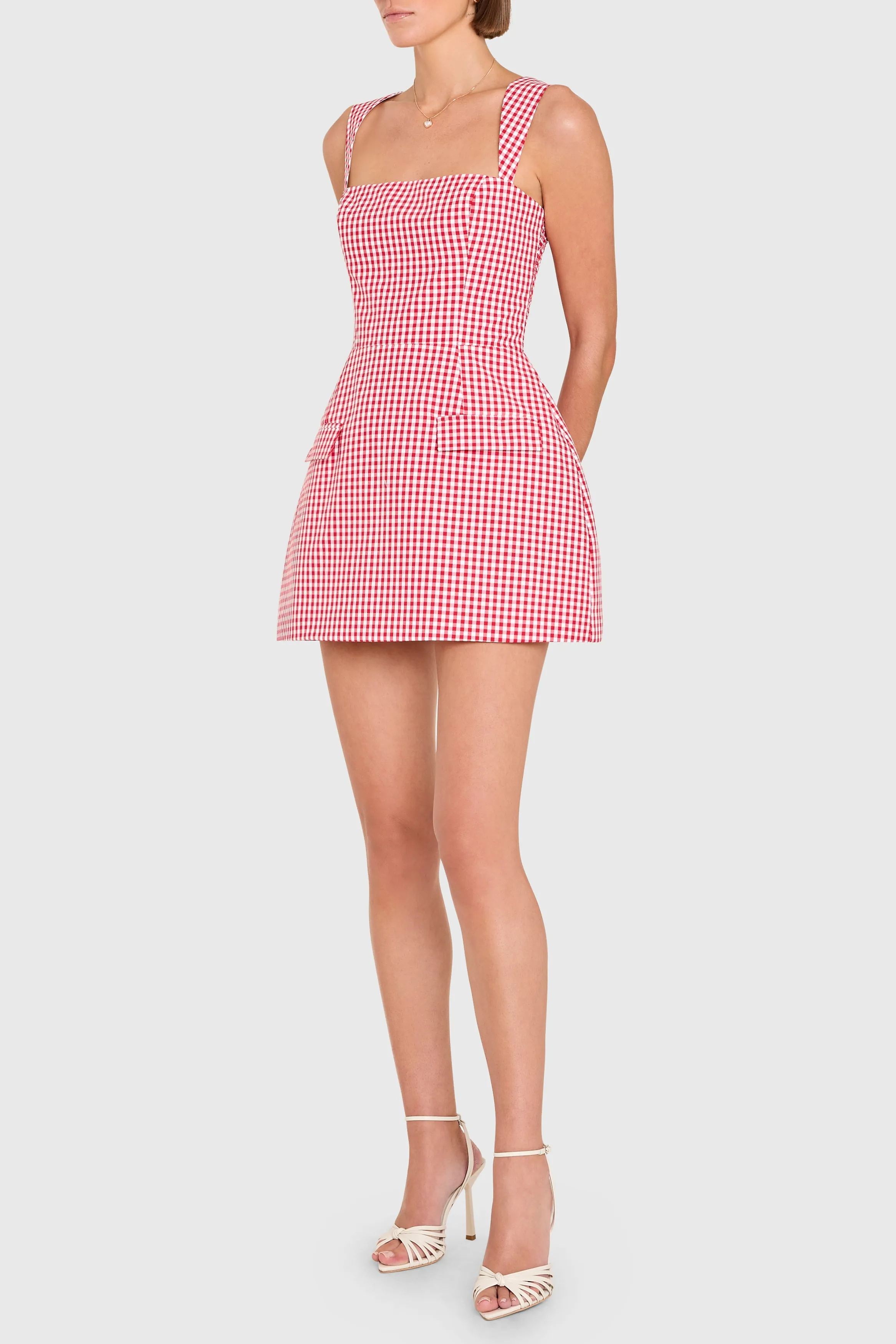 Bethany Skort Romper in Gingham sold by Amanda Uprichard product image thumbnail 2