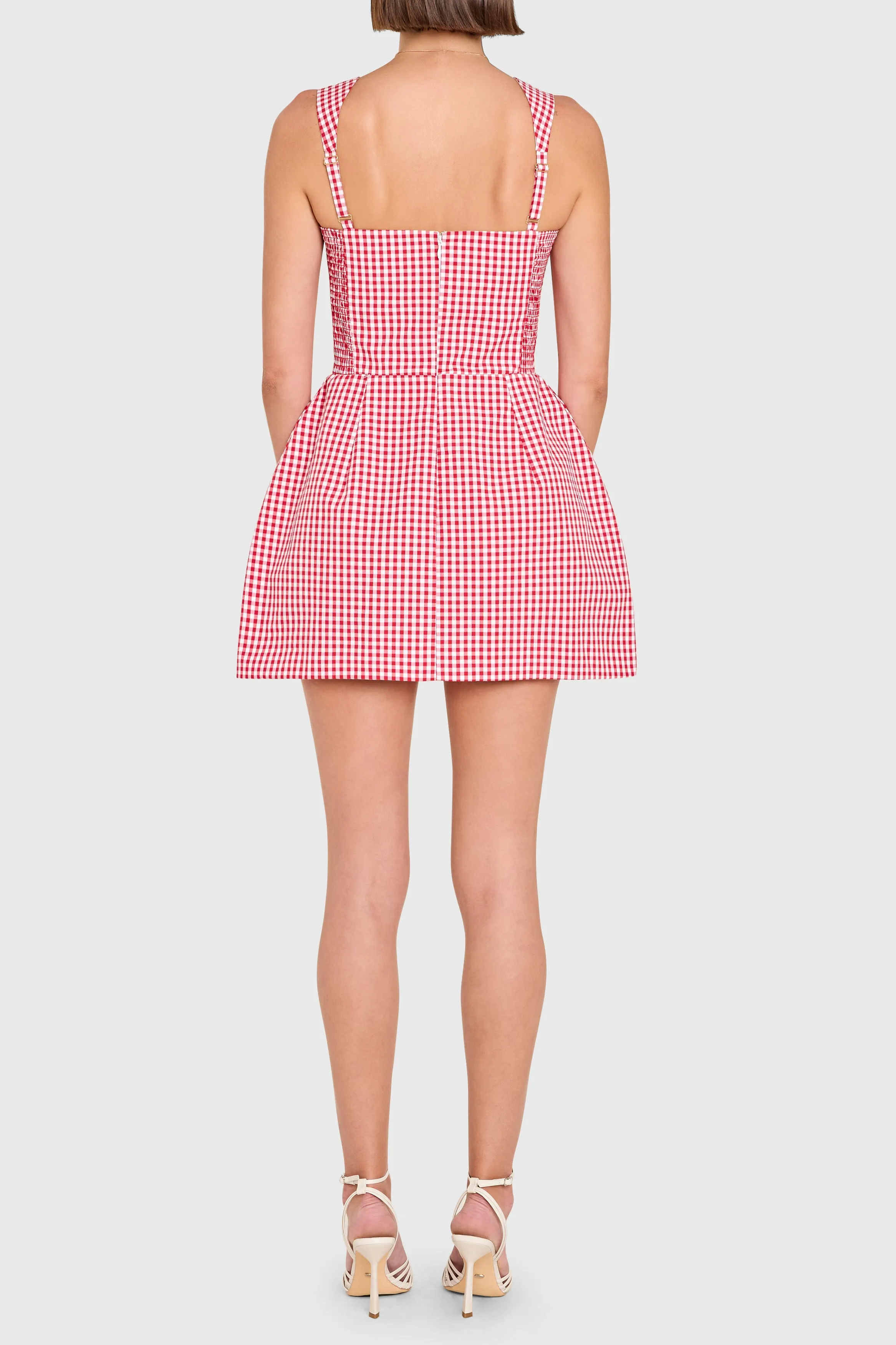 Bethany Skort Romper in Gingham sold by Amanda Uprichard product image thumbnail 3