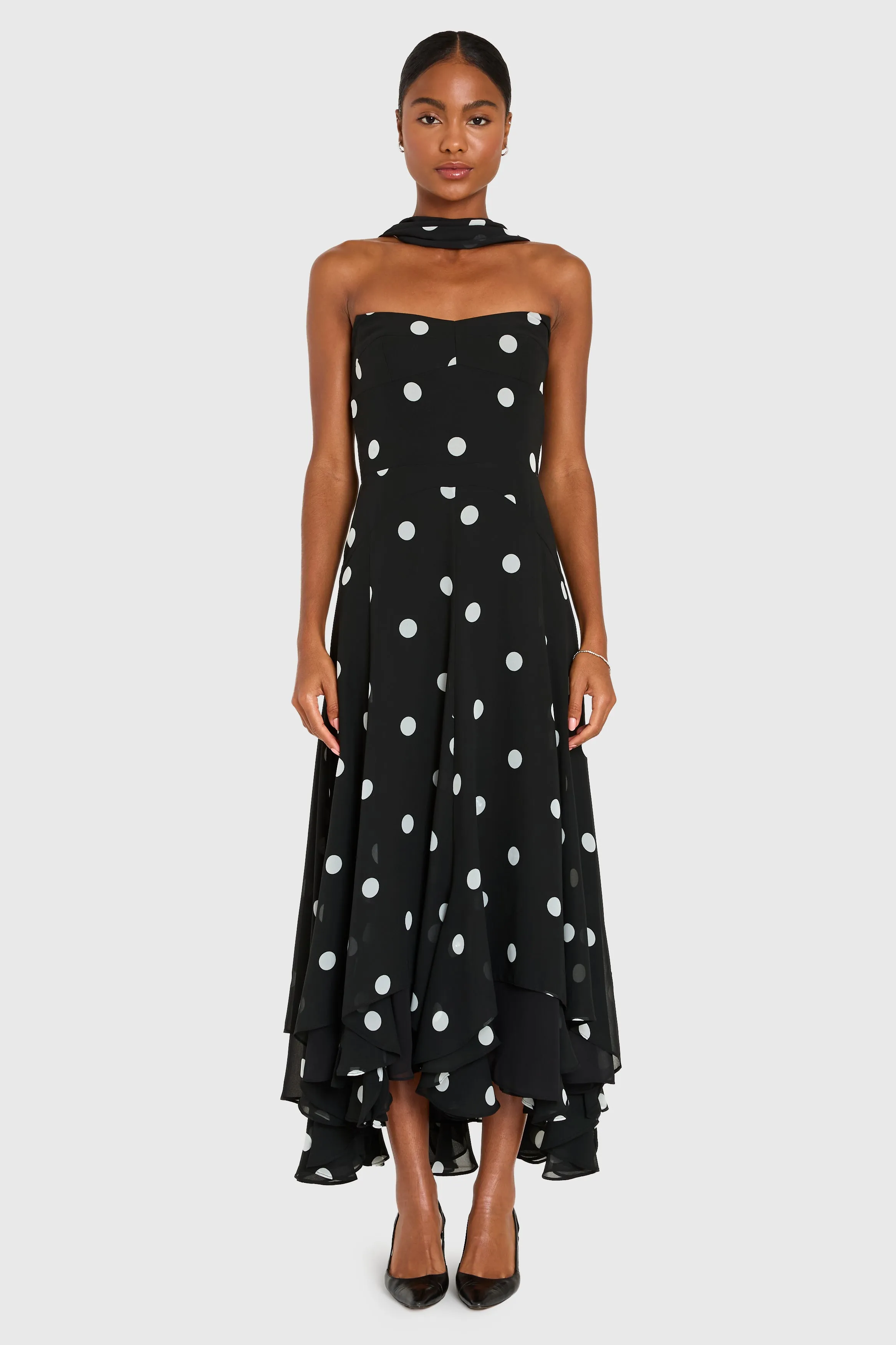 Monterey Dress With Scarf in Polka Dot sold by Amanda Uprichard