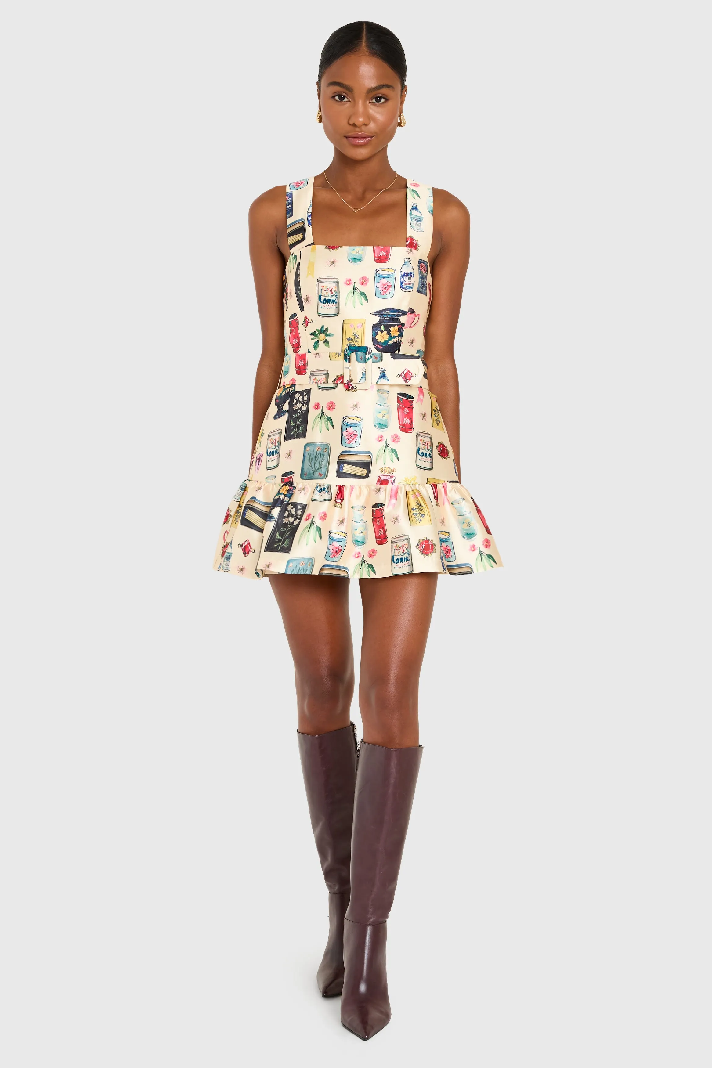 Lena Skort Romper in Treasure Print sold by Amanda Uprichard product image thumbnail 5