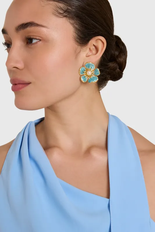 Dusty Blue Flora Earrings made by Amanda Uprichard