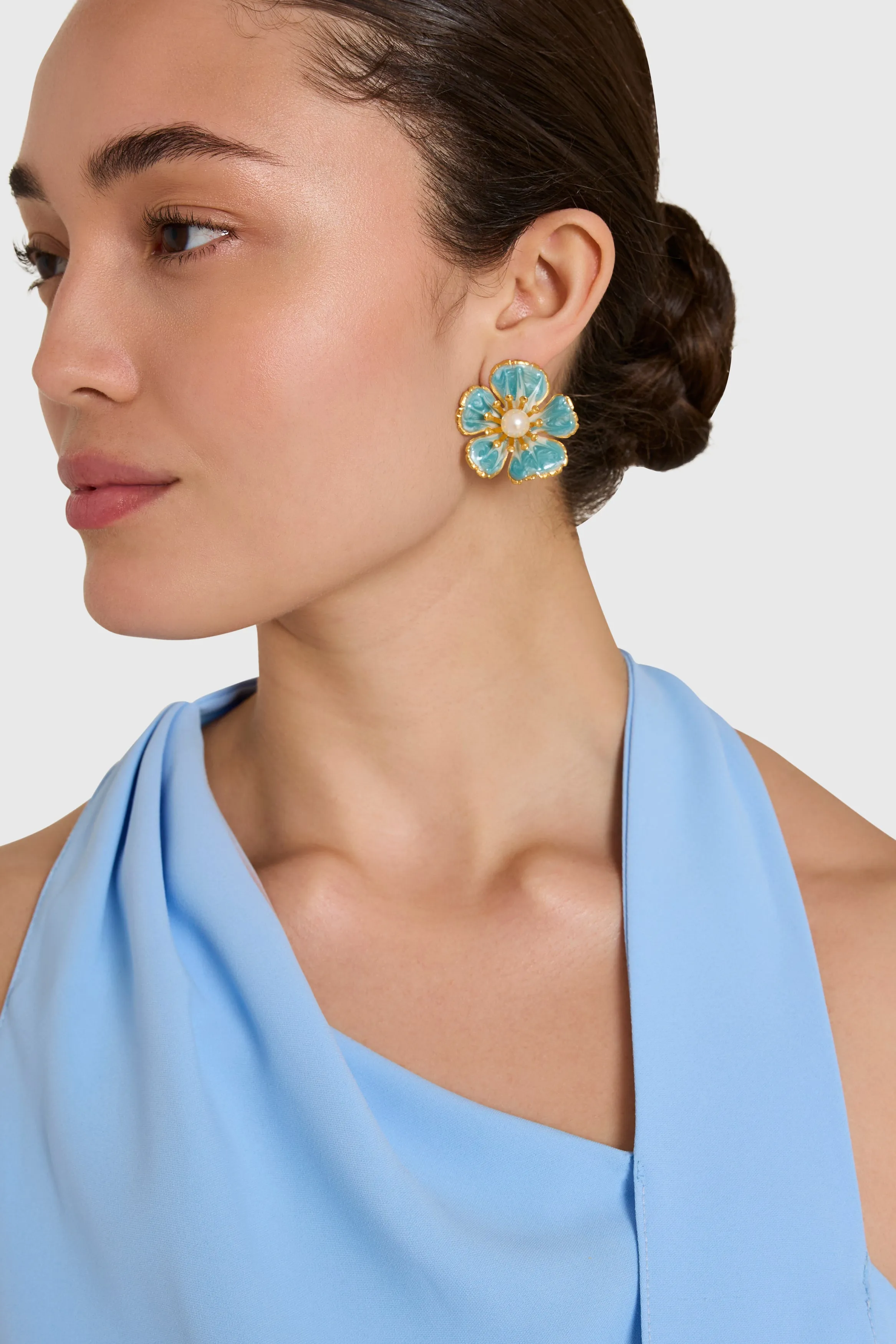 Dusty Blue Flora Earrings sold by Amanda Uprichard