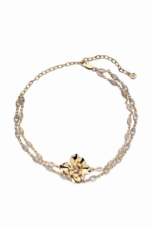 Bezel Layered Flower Necklace made by ettika