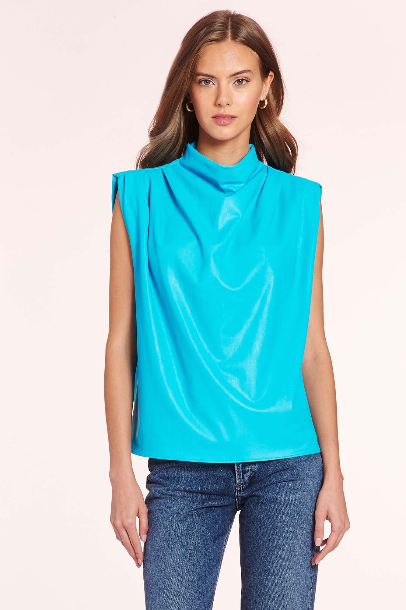 Sleeveless Fabienne Top in Faux Leather sold by Amanda Uprichard
