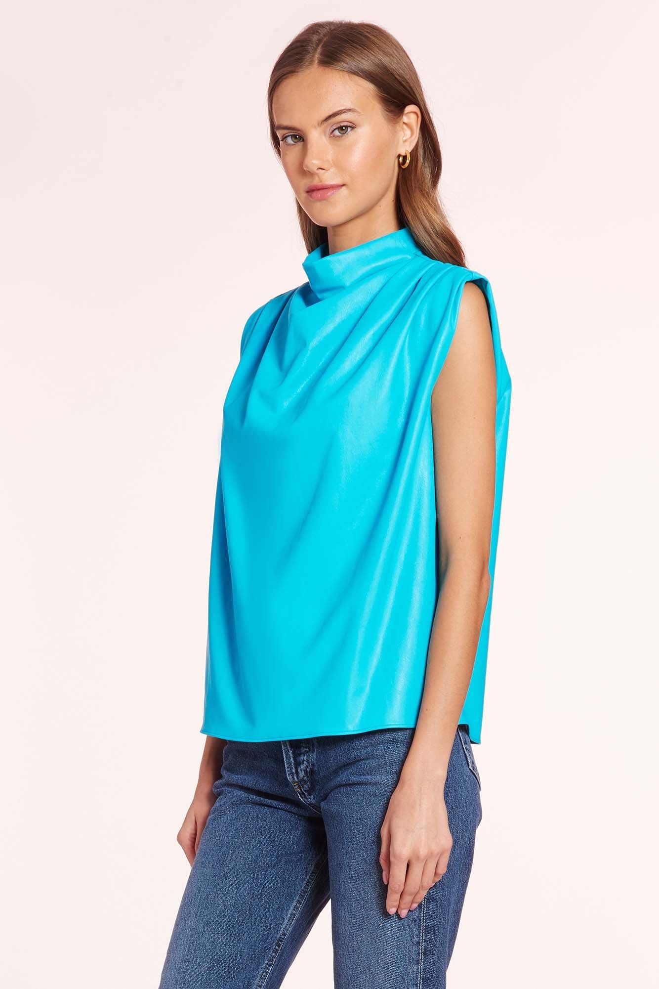 Sleeveless Fabienne Top in Faux Leather sold by Amanda Uprichard product image thumbnail 3