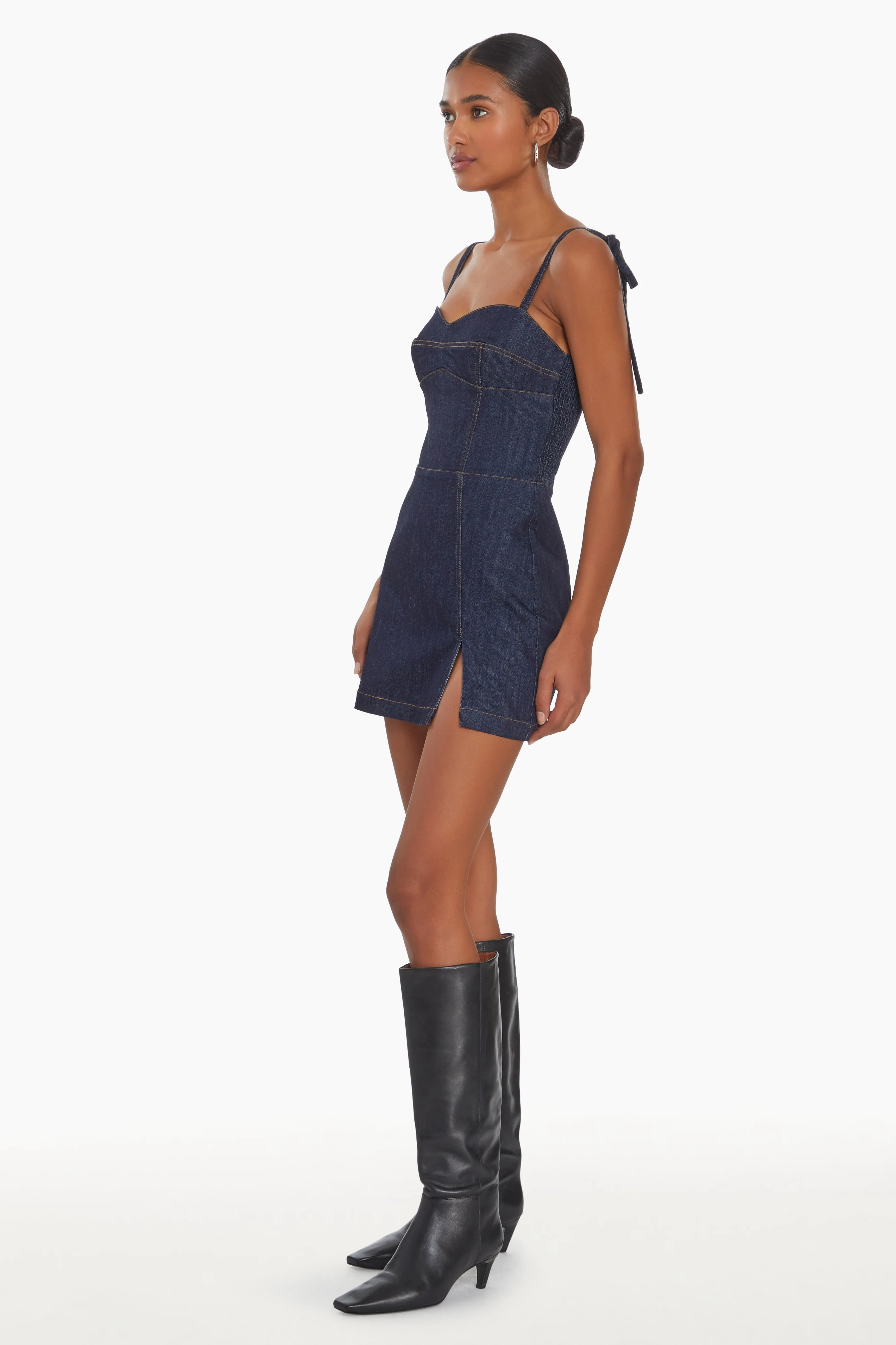 Taylor Denim Skort Romper sold by Amanda Uprichard product image thumbnail 4