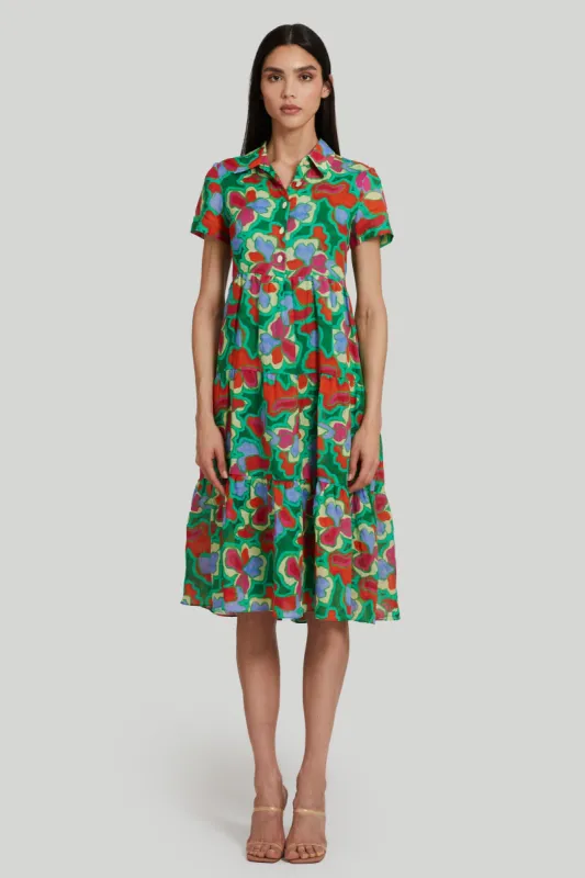 Pierre Midi Dress in Solara Print made by Amanda Uprichard