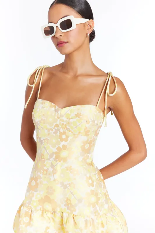 Champagne Skort Romper in Cherry Blossom Brocade sold by Amanda Uprichard