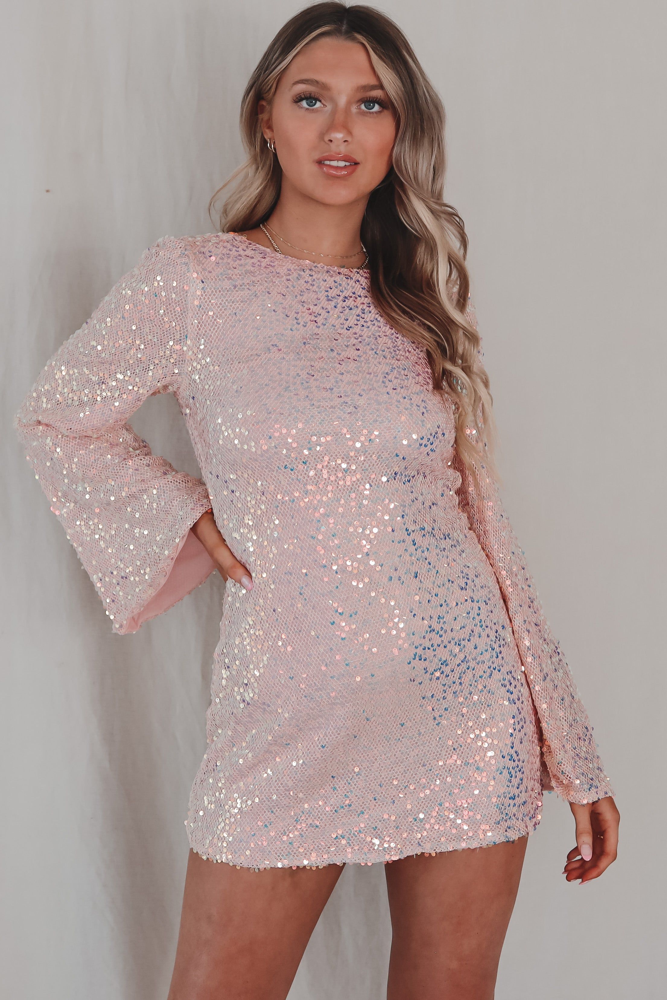 Show Stopping Sparkles Long Sleeve Sequin Mini Dress sold by Amazing Lace product image thumbnail 5