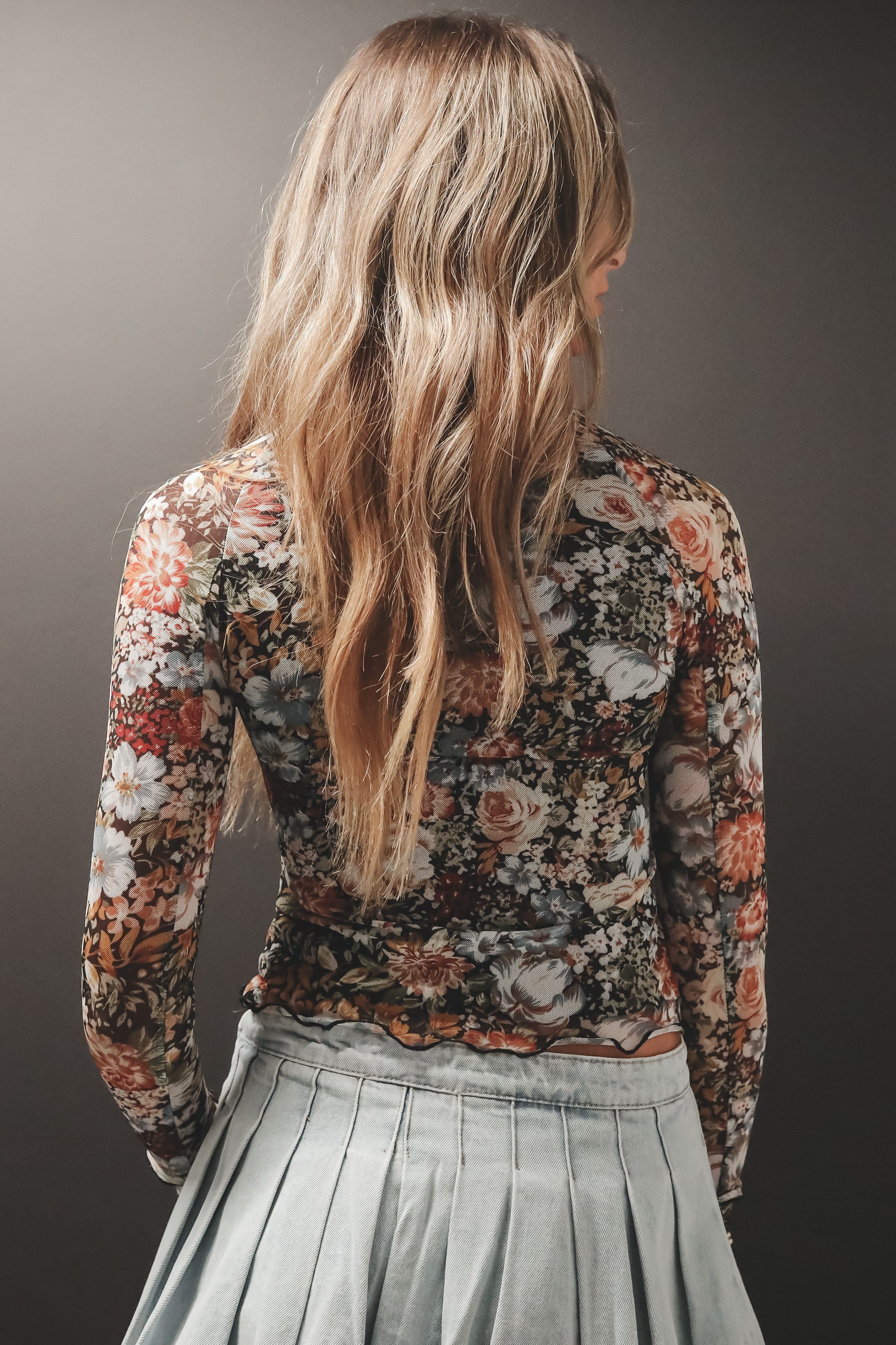 She Is Beauty And She Is Bae Black Floral Mesh Top sold by Amazing Lace product image thumbnail 4