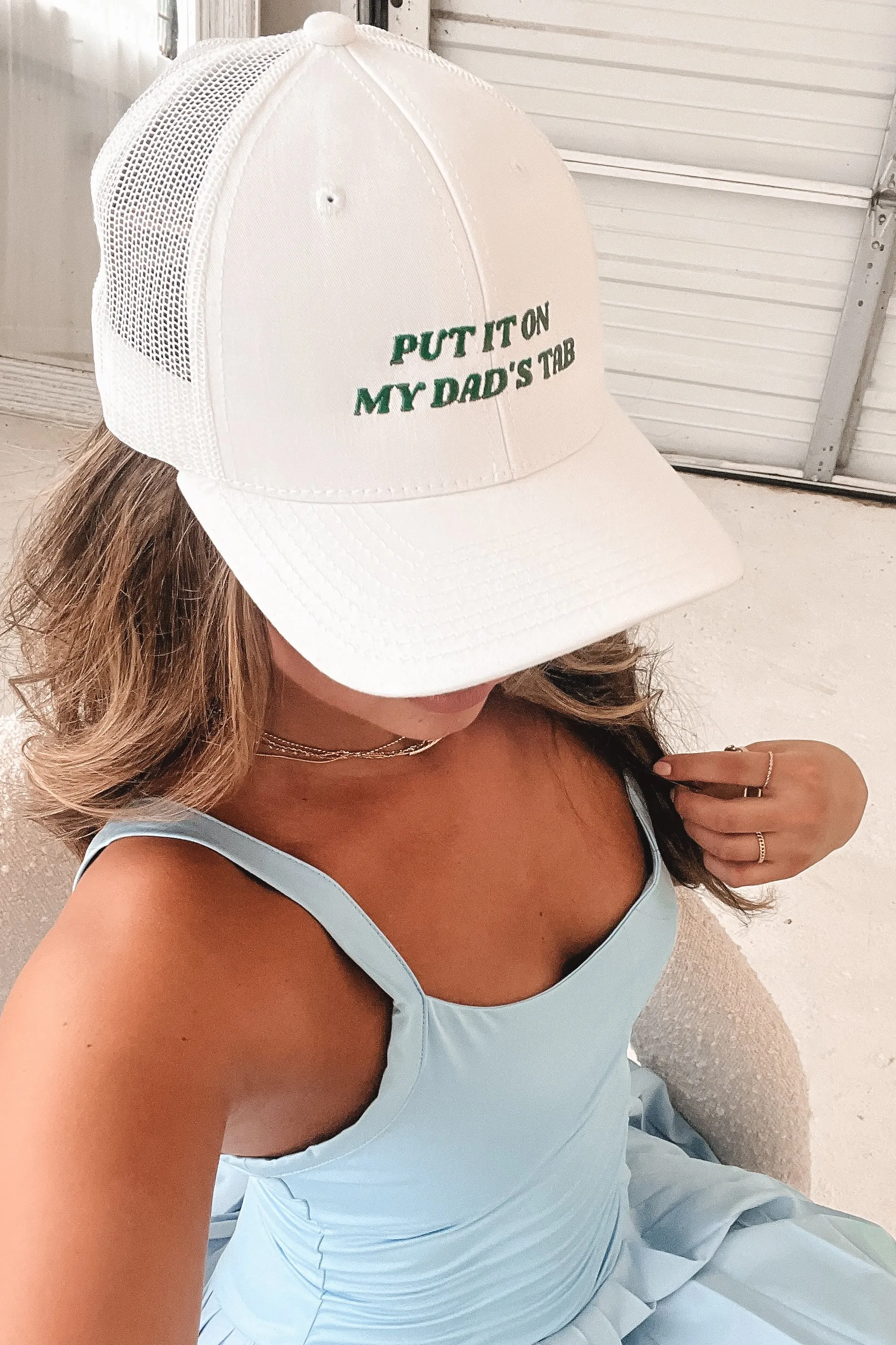 Put It On My Dads Tab White Trucker Hat sold by Amazing Lace product image thumbnail 2