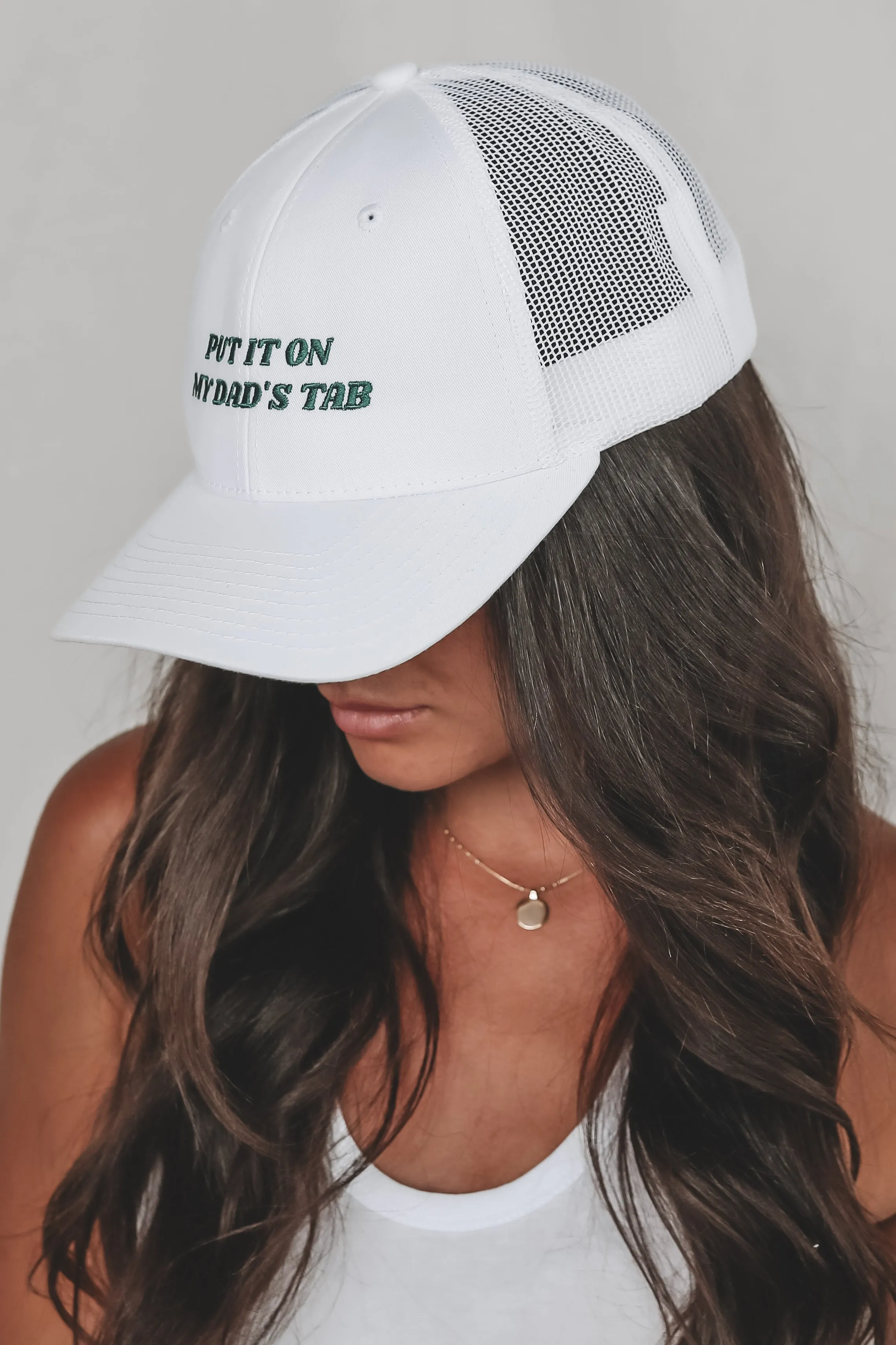 Put It On My Dads Tab White Trucker Hat sold by Amazing Lace product image thumbnail 3