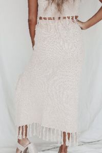 Warm Weather Calls Tan Knit Midi Skirt sold by Amazing Lace
