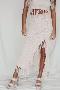 Warm Weather Calls Tan Knit Midi Skirt sold by Amazing Lace
