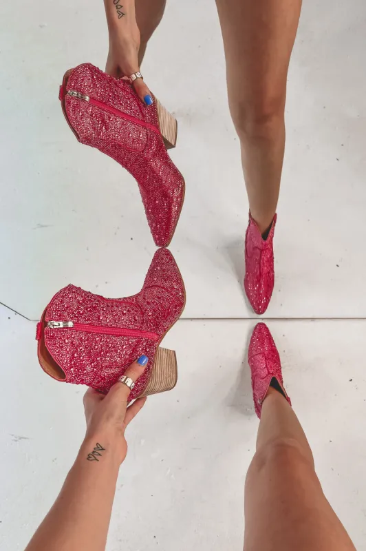 DEAL For Ever Ever Fuchsia Pink Rhinestone Booties sold by Amazing Lace