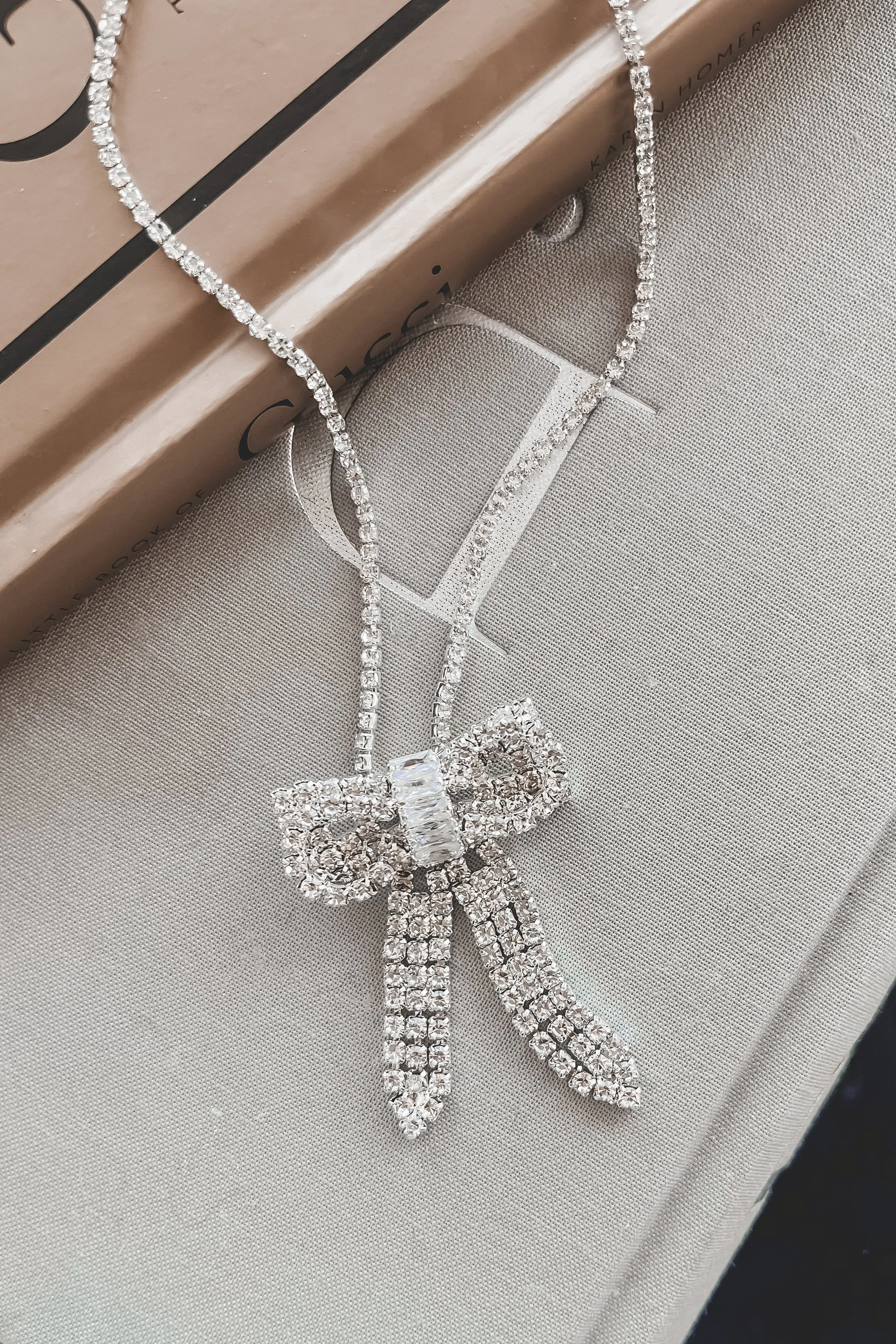 DEAL Right Time Rhinestone Bow Necklace sold by Amazing Lace