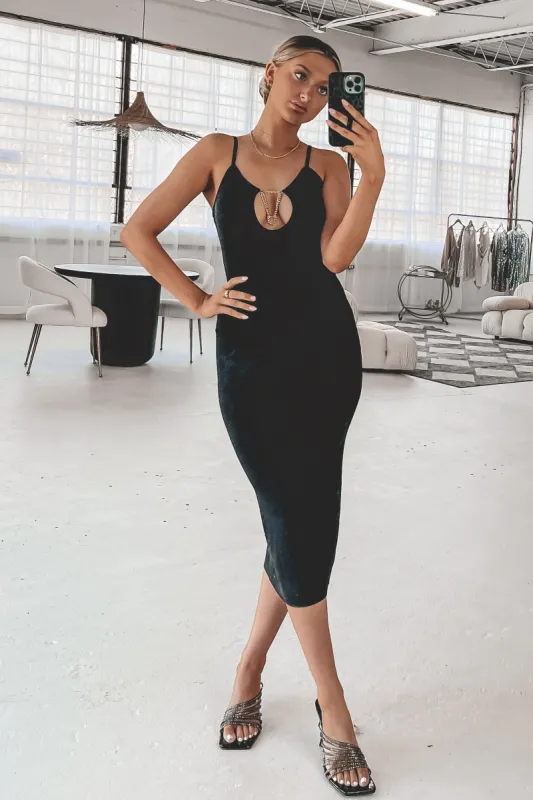 DEAL Black Tie Affair Black Midi Dress sold by Amazing Lace