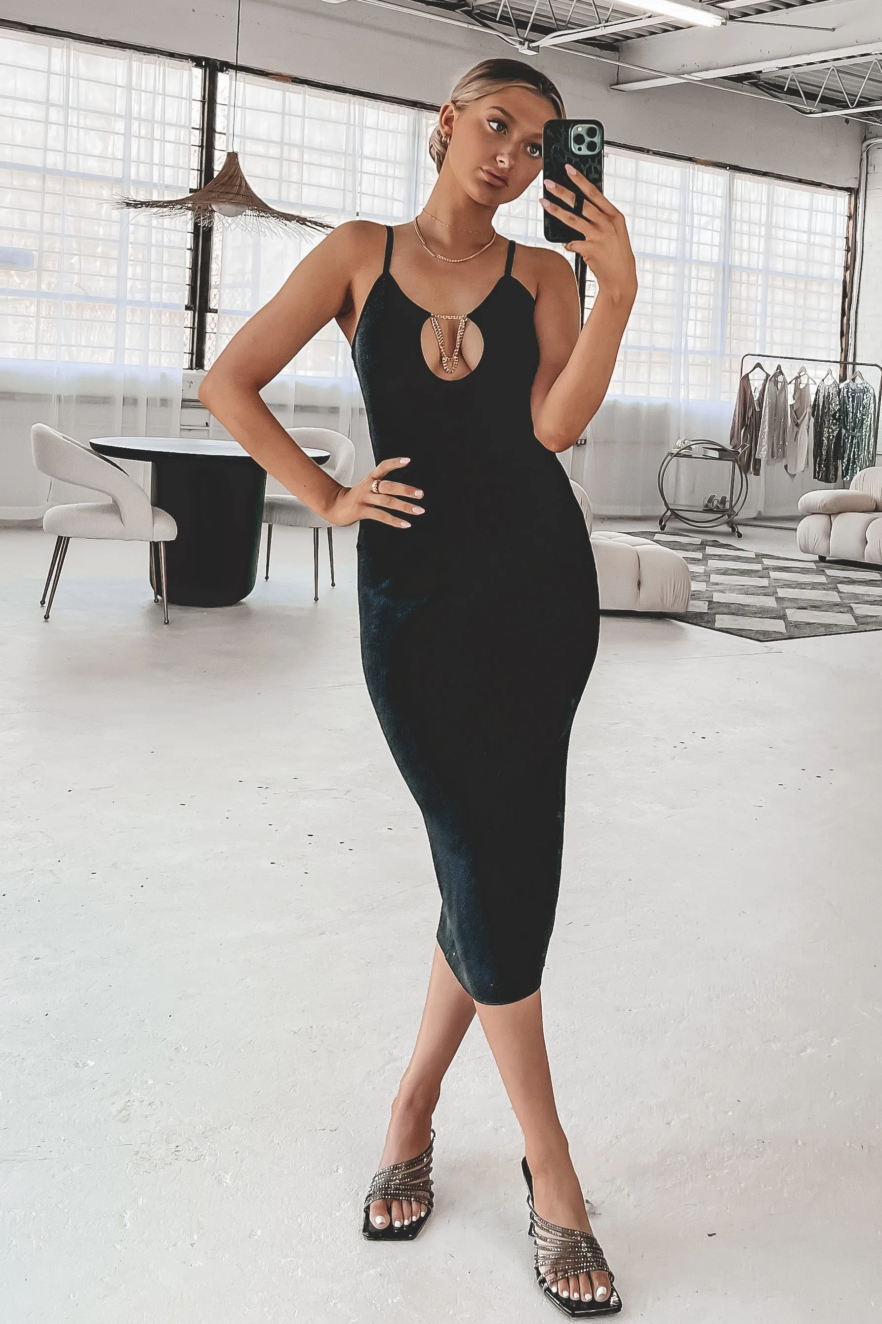 DEAL Black Tie Affair Black Midi Dress sold by Amazing Lace