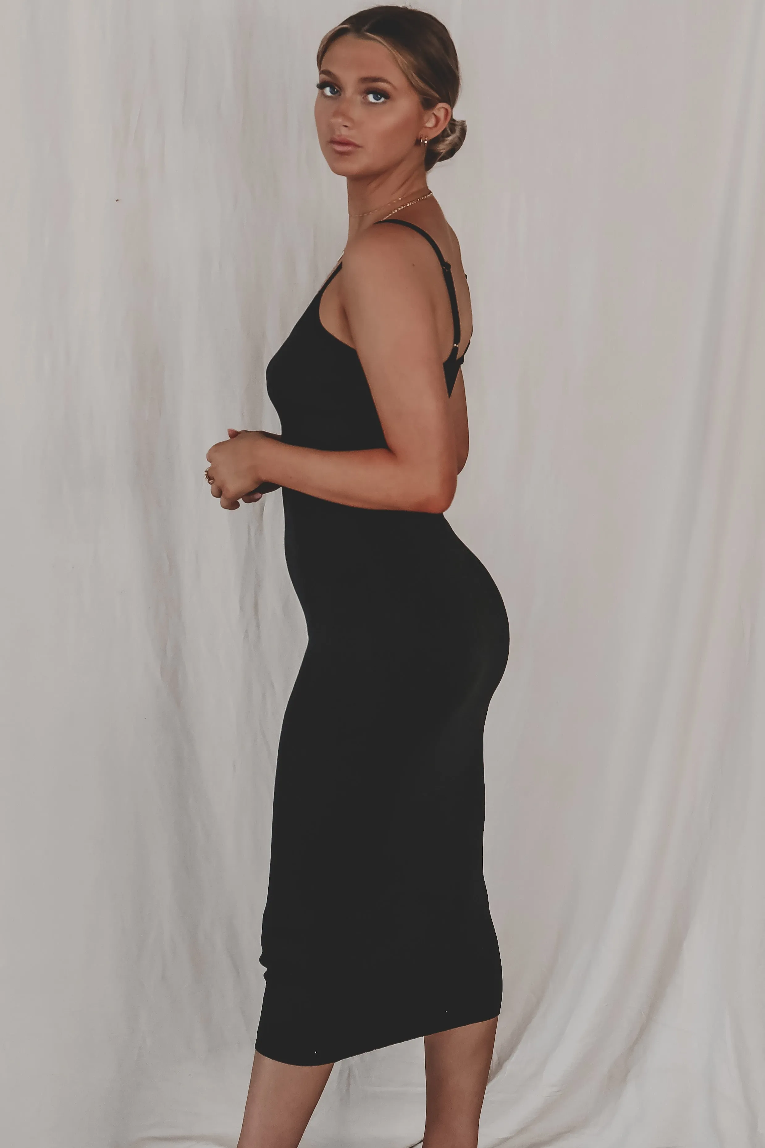 DEAL Black Tie Affair Black Midi Dress sold by Amazing Lace product image thumbnail 4