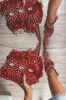 Caught You Staring Burnt Red Rhinestone Studded Fringe Western Boots sold by Amazing Lace