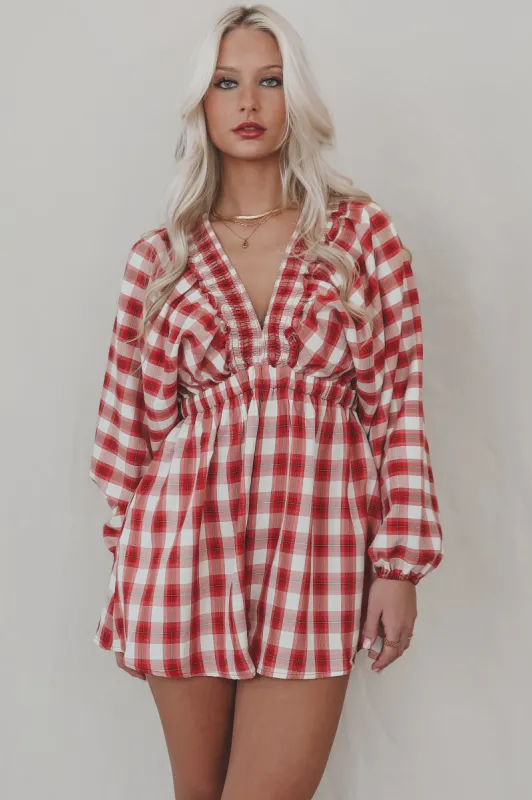 DEAL Made A Pact Plaid V Neckline Romper sold by Amazing Lace