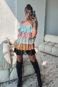 DEAL Eyes Full Of Bling Sequins Tiered Dress sold by Amazing Lace