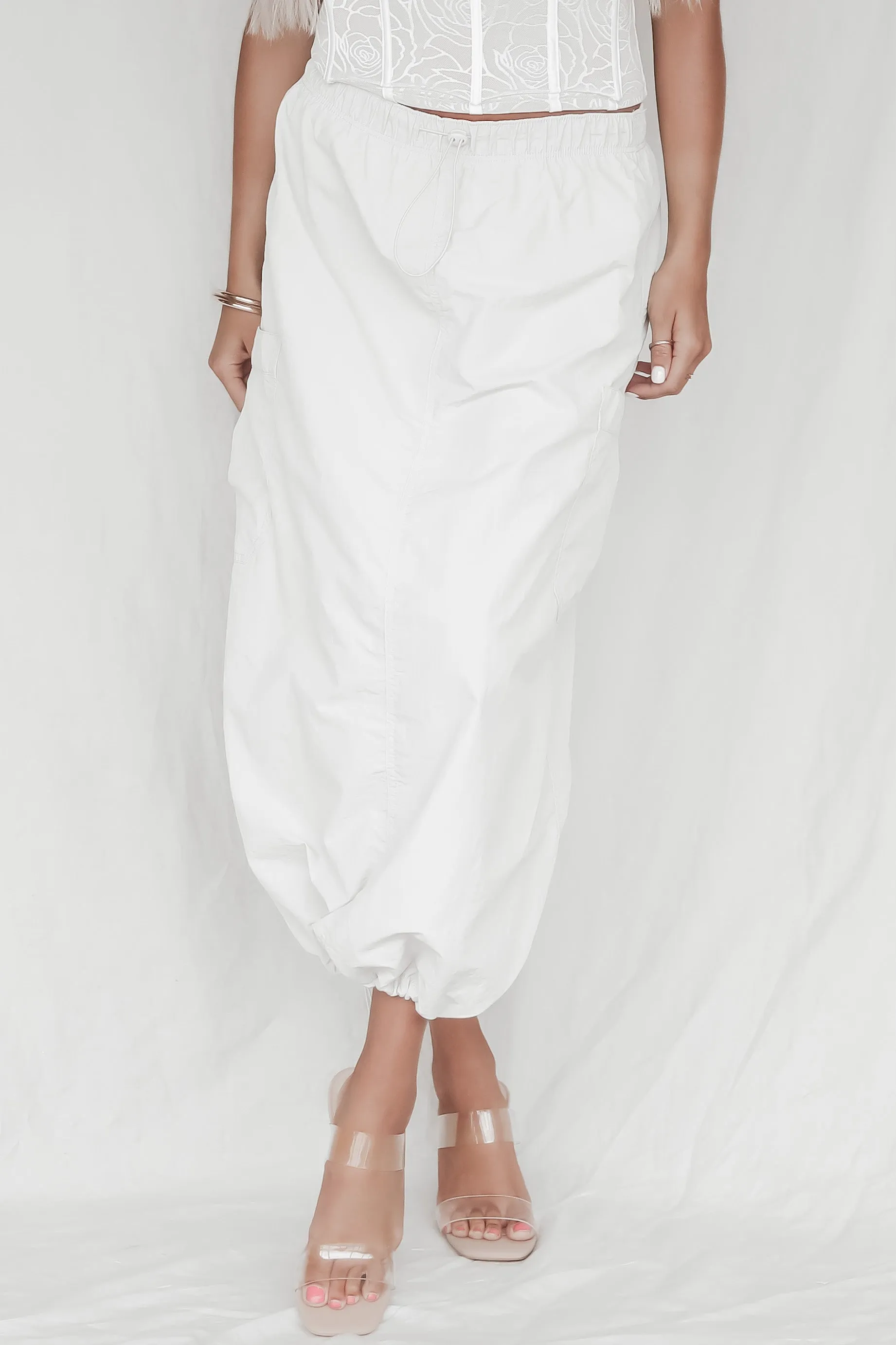 DEAL In The Know Cream Parachute Maxi Skirt sold by Amazing Lace