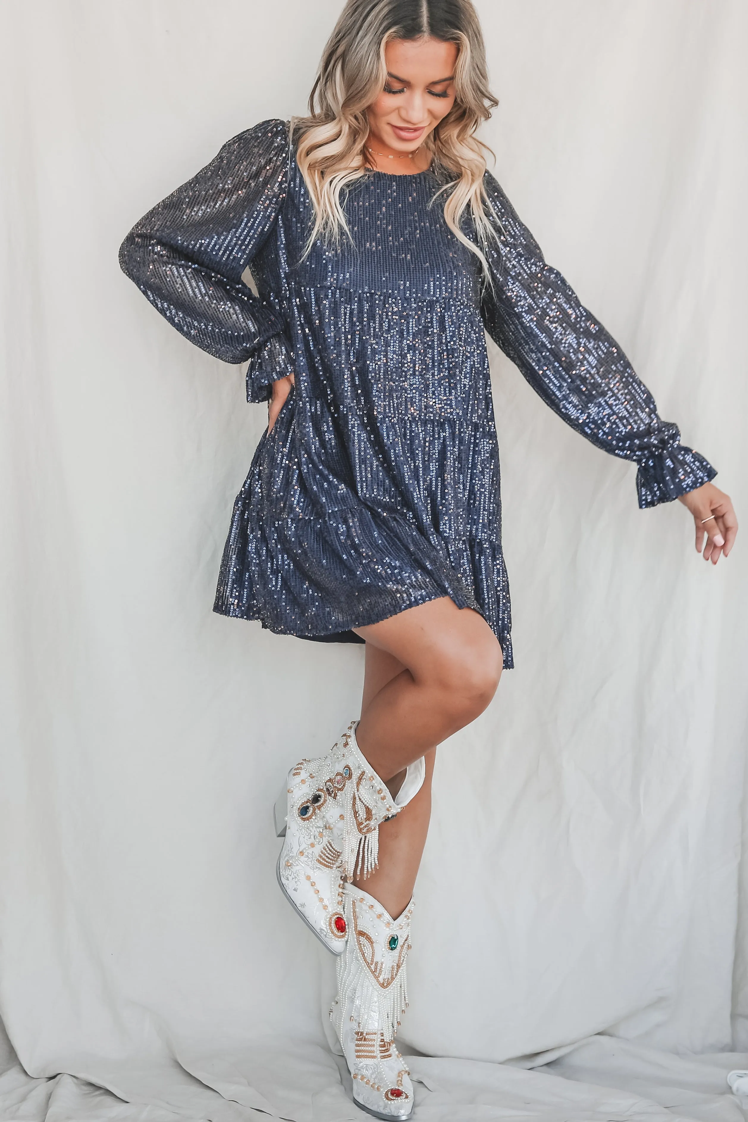 Party Girl Here Sequin Navy Dress sold by Amazing Lace product image thumbnail 5