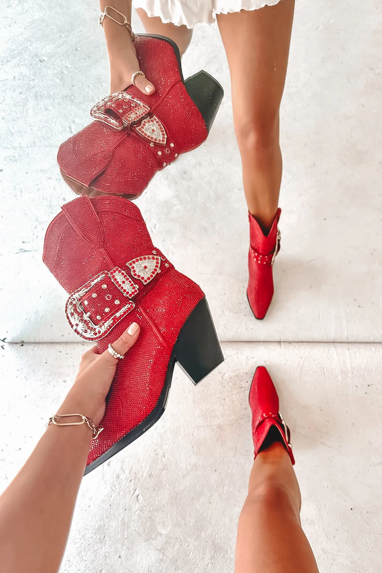 DEAL Look At Me Red Rhinestone Buckle Boots sold by Amazing Lace product image thumbnail 4