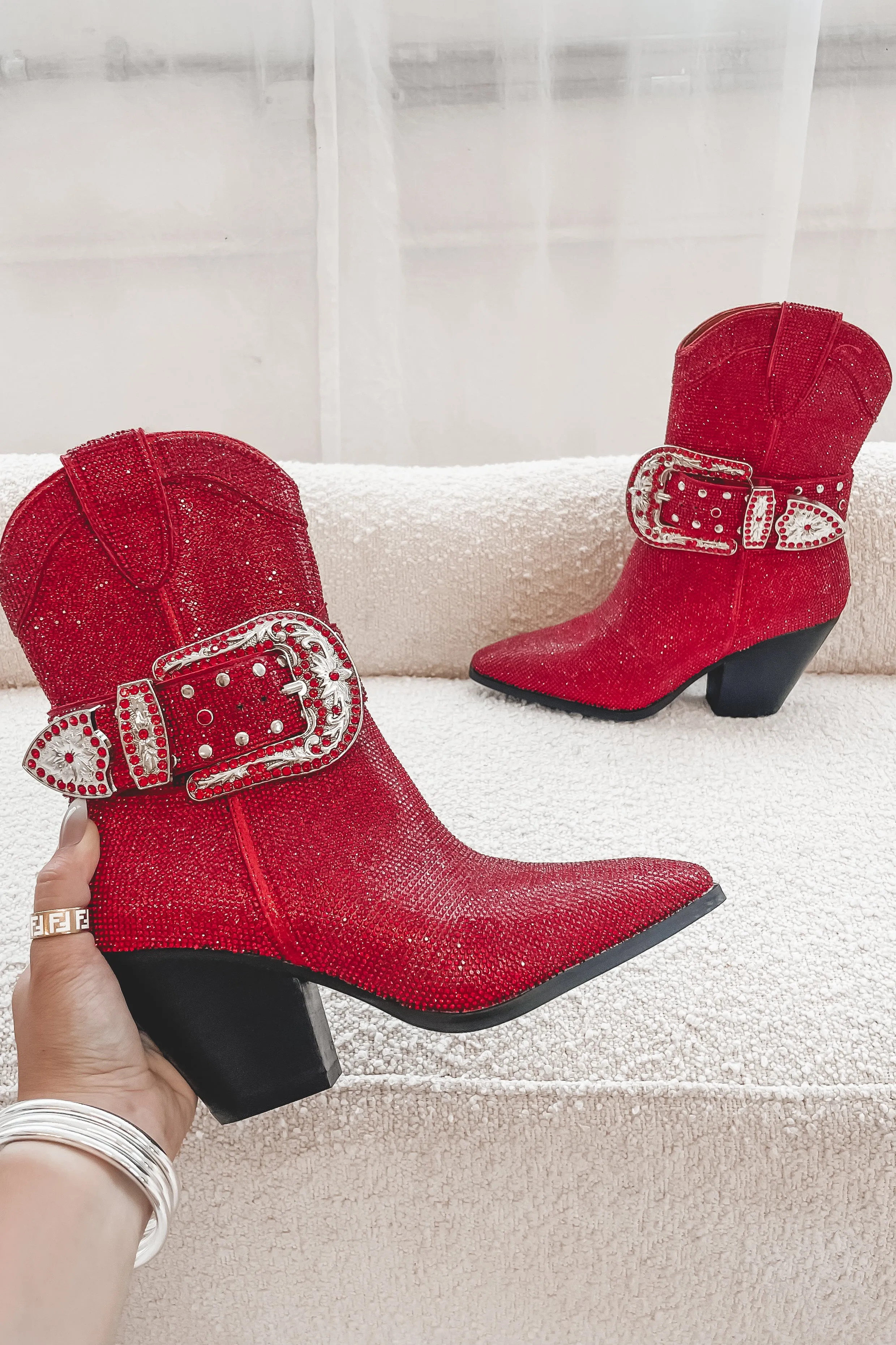 DEAL Look At Me Red Rhinestone Buckle Boots sold by Amazing Lace product image thumbnail 2