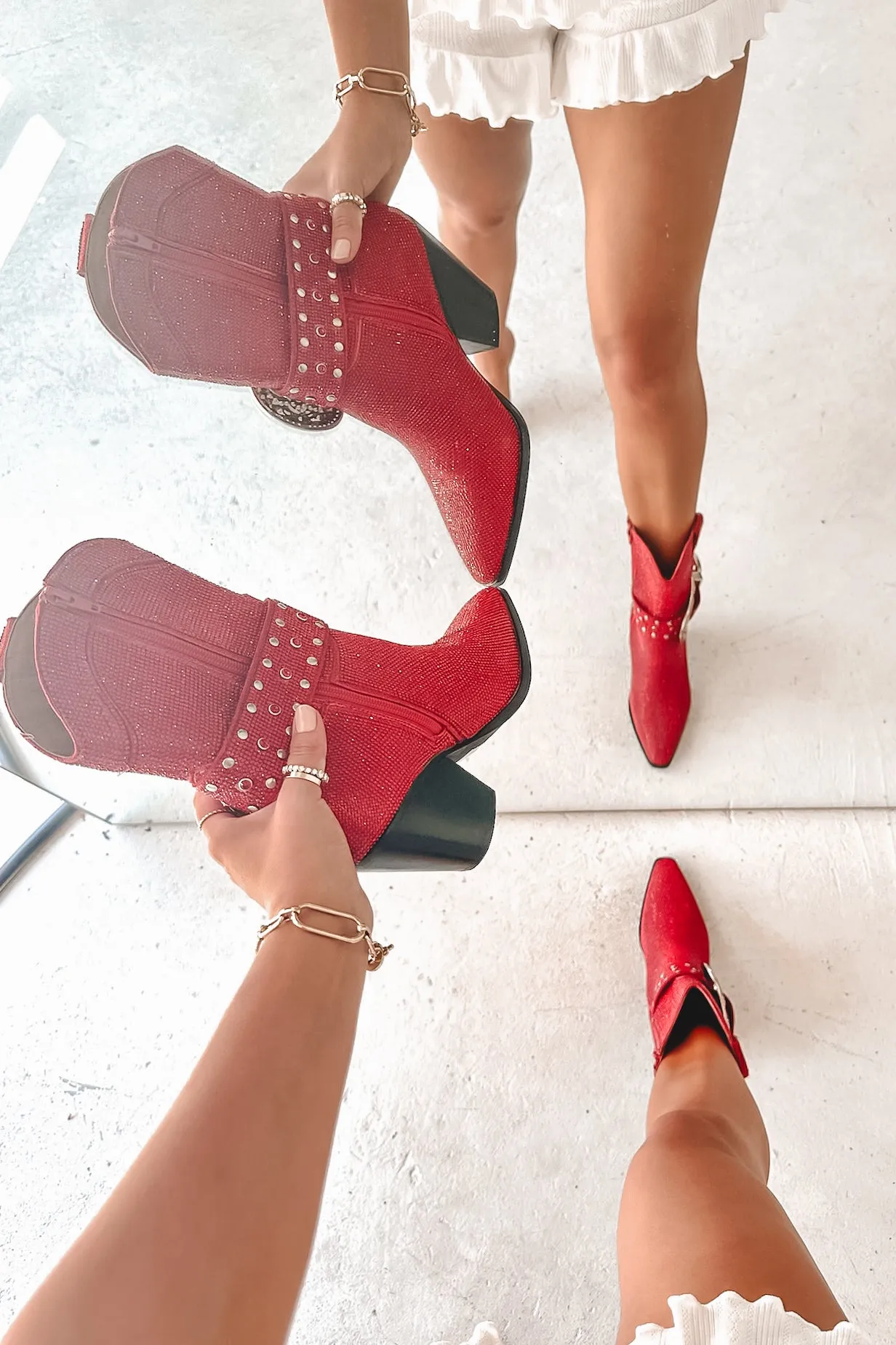 DEAL Look At Me Red Rhinestone Buckle Boots sold by Amazing Lace product image thumbnail 3