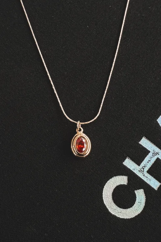 We Are Blushing 18k Gold Ruby Red Oval Necklace sold by Amazing Lace
