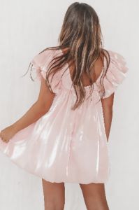 Blushing Bestie Sheer Pink Mini Babydoll Dress sold by Amazing Lace
