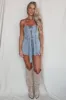 The Perfect Fit Denim Tie Romper sold by Amazing Lace