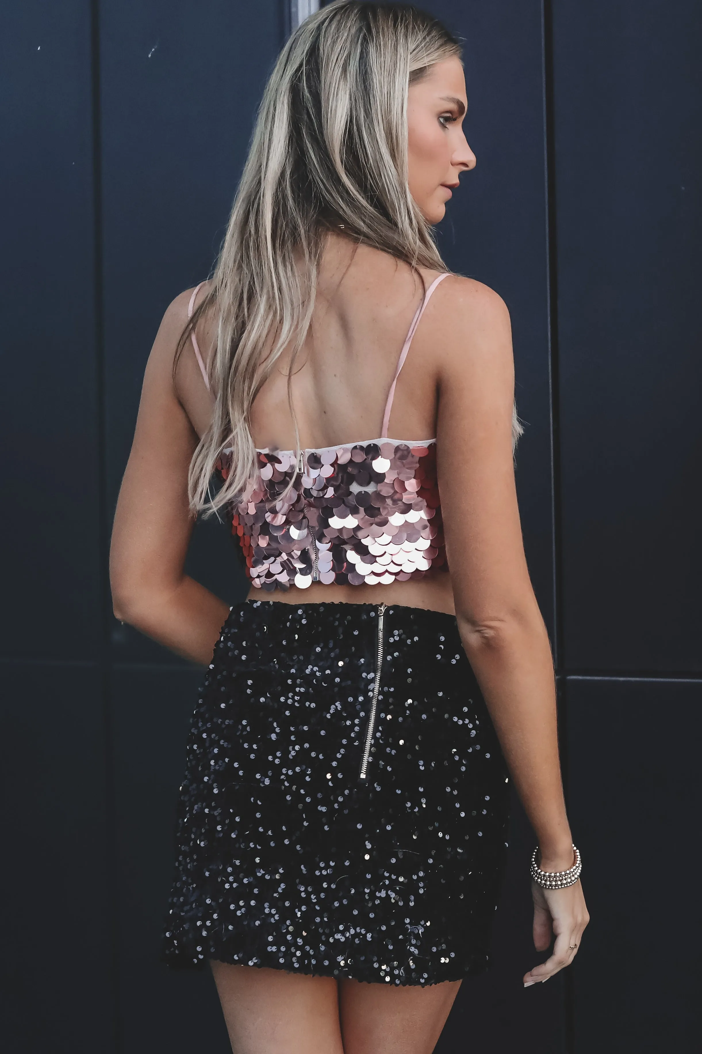 DEAL Rosey Rose Pink Sequin Crop Top sold by Amazing Lace product image thumbnail 3