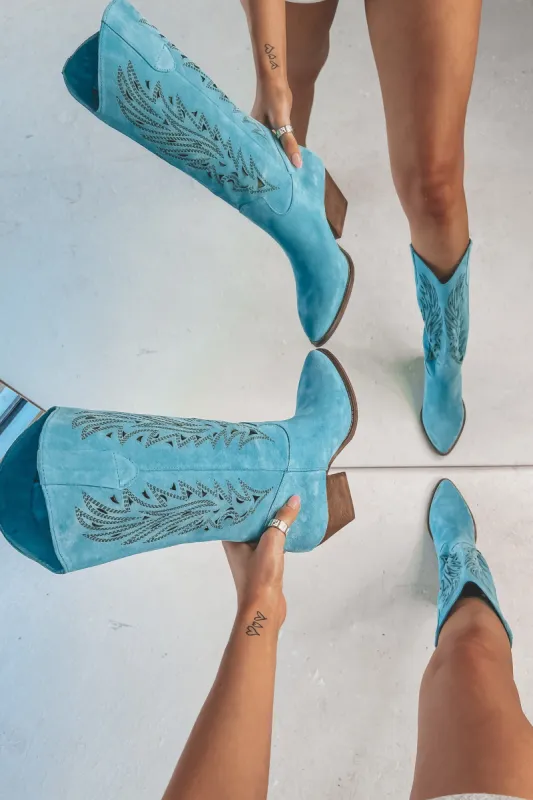Run Away With Me Real Italian Leather Turquoise Western Boots sold by Amazing Lace