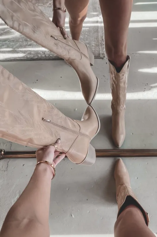 Should Have Been A Cowboy Beige Western Boots sold by Amazing Lace