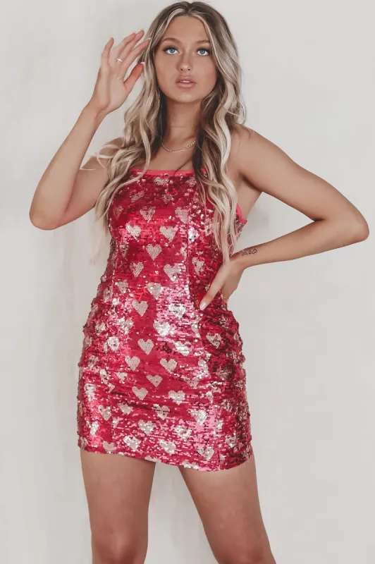 Love Of The Party Sequin Heart Mini Dress sold by Amazing Lace