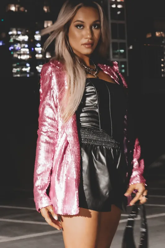 On Party Time Pink Sequins Blazer sold by Amazing Lace
