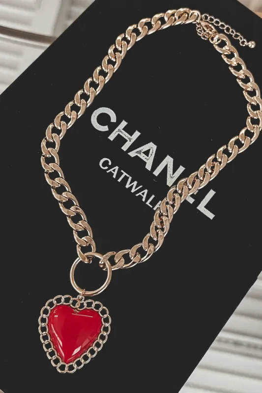All Of My Love Red Heart Chain Necklace sold by Amazing Lace