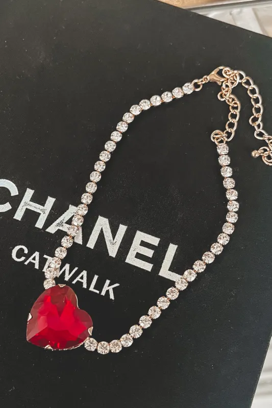 Heart Of Jewels Rhinestone Choker Necklace sold by Amazing Lace